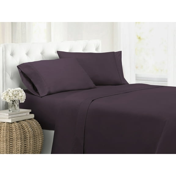 Swift Home Modern Ultra Soft 4-Piece Eggplant Easy Fit Microfiber Sheet Set, Queen