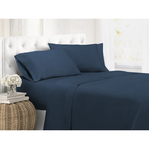 Swift Home Modern Ultra Soft 4-Piece Navy Easy Fit Microfiber Sheet Set, Full