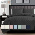 thumbnail image 1 of Swift Home 2PC Reversible Diamond Stitch Soft Quilt & Sham Set, Dark Grey, Twin/Twin XL, 1 of 6