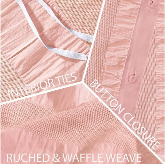 Swift Home Moselle 100% Yarn Dyed Cotton Ruched Waffle Weave Duvet Cover Set (Comforter Not Included) Pink - Queen