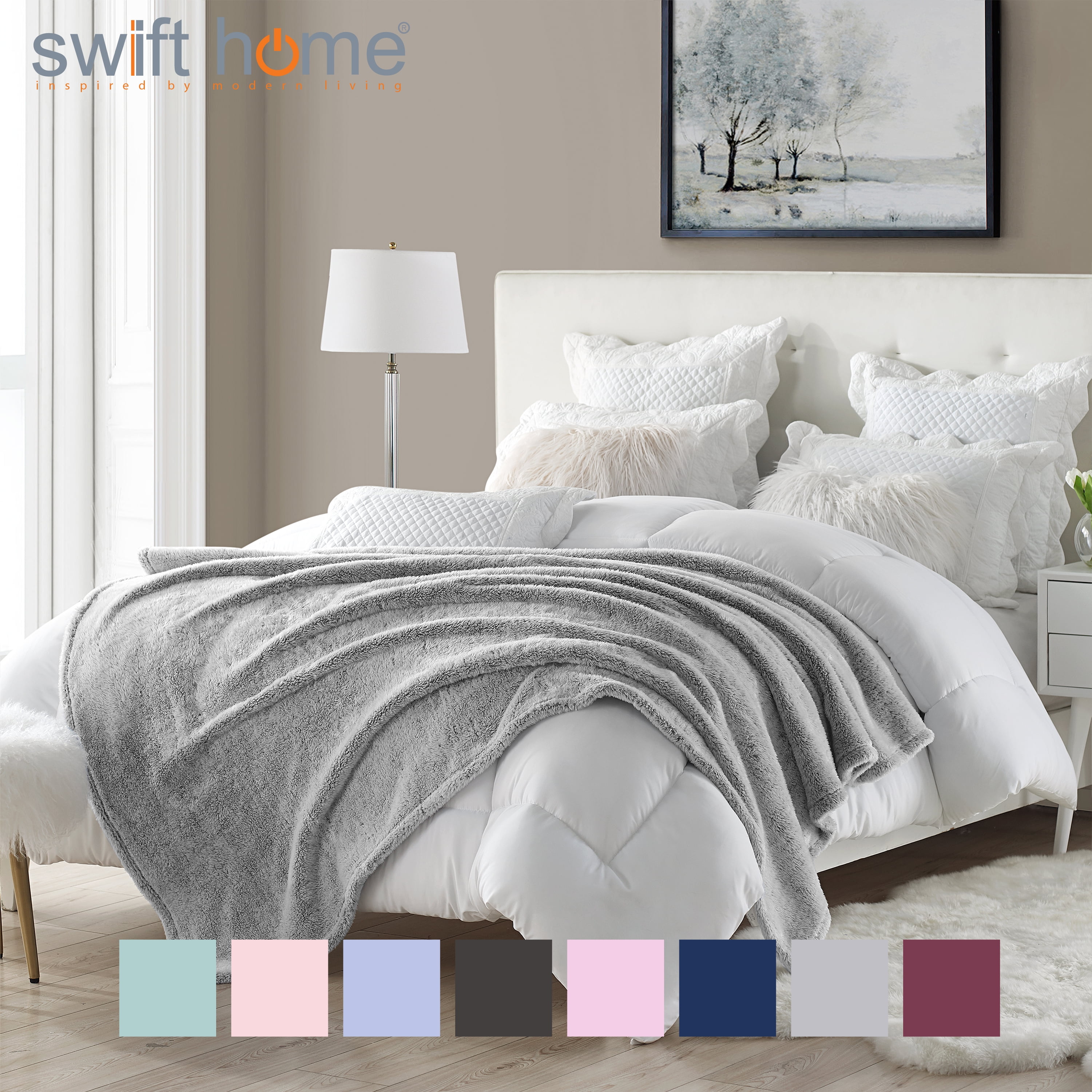 Swift Home Oversized 60 x 70 Extra Fluffy High Pile Cotton Candy Soft Faux Fur Throw Blanket Walmart
