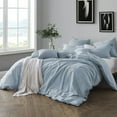 thumbnail image 1 of Swift Home  Premium Cotton Prewashed Chambray Duvet Cover Set Bed Linen - Comforter/Duvet Insert Not Included chambray blue Full - Queen 3 Piece, 1 of 5