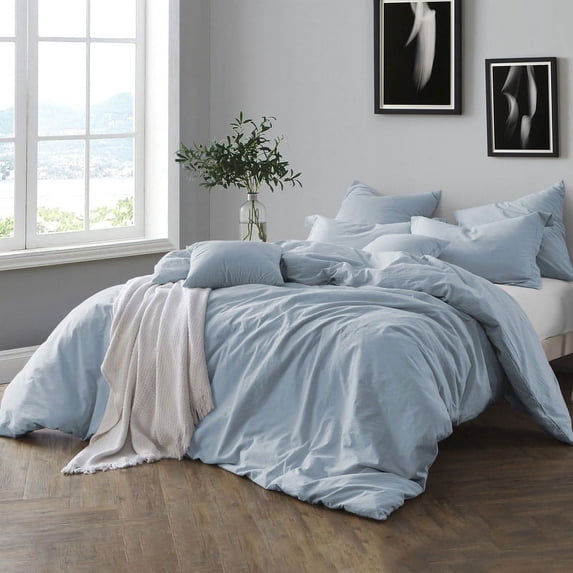 Swift Home Premium Cotton Prewashed Chambray Duvet Cover Set Bed Linen - Comforter/Duvet Insert Not Included chambray blue Twin - Twin XL 2 Piece