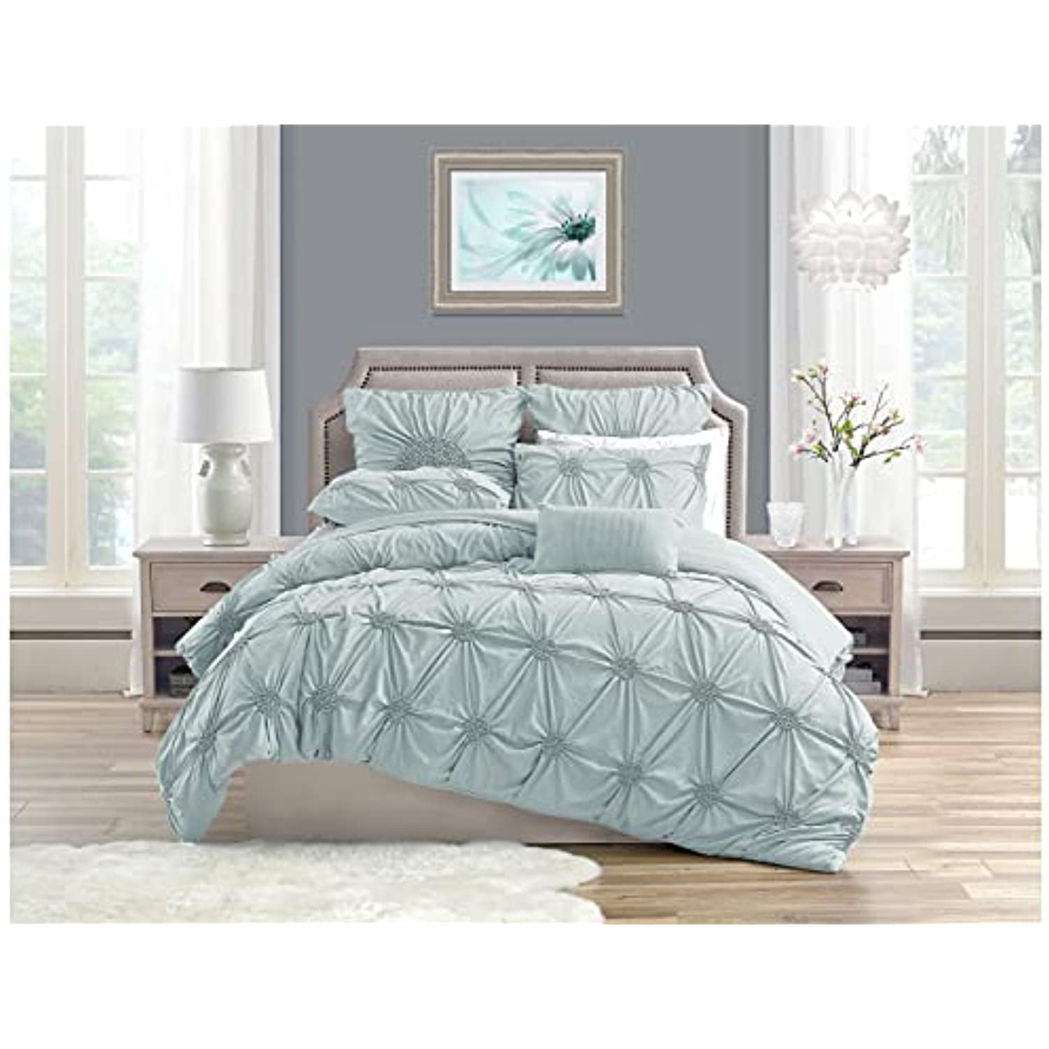Swift Home Premium Romantic Bedding Set Collection 2Piece Ruched Pinch