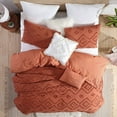thumbnail image 1 of Swift Home Rukai 100% Cotton Clipped Diamond Jacquard 5-Piece Bedding Comforter Set Rust - Queen, 1 of 5