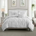 thumbnail image 1 of Swift Home Stylish Extra Plush Comfort Floral Pintuck Comforter Set White King - Cal King, King Sham 3 Piece, 1 of 5