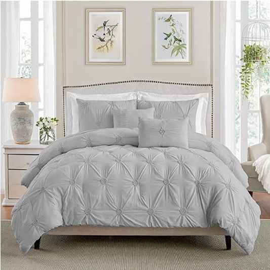 King Gray Microfiber Down Alternative Comforter Set
