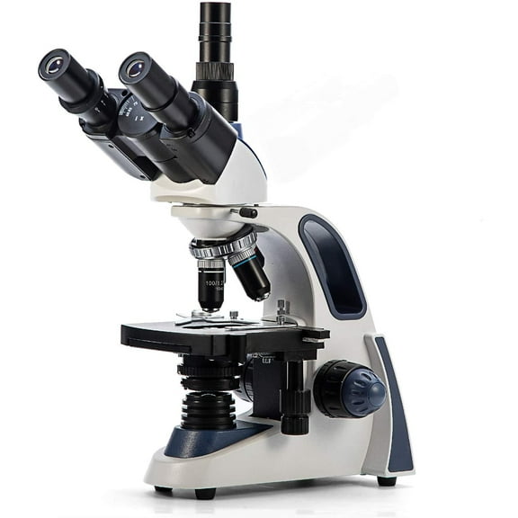 Swift SW380T 40X-2500X Magnification, Siedentopf Head, Research-Grade Trinocular Microscope Compound Lab with Wide-Field 10X/25X Eyepieces, Mechanical Stage, Ultra-Precise Focusing, Camera-Compatible