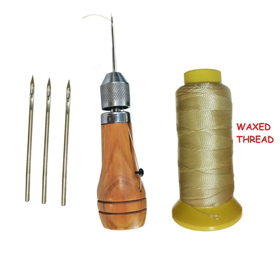 Swift Sewing Awl Leather Canvas Repair Stitcher Kit with 4 Needles and 180 yards waxed thread
