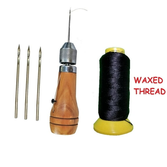 Swift Sewing Awl Leather Canvas Repair Stitcher Kit with 4 Needles and 180 yards waxed thread