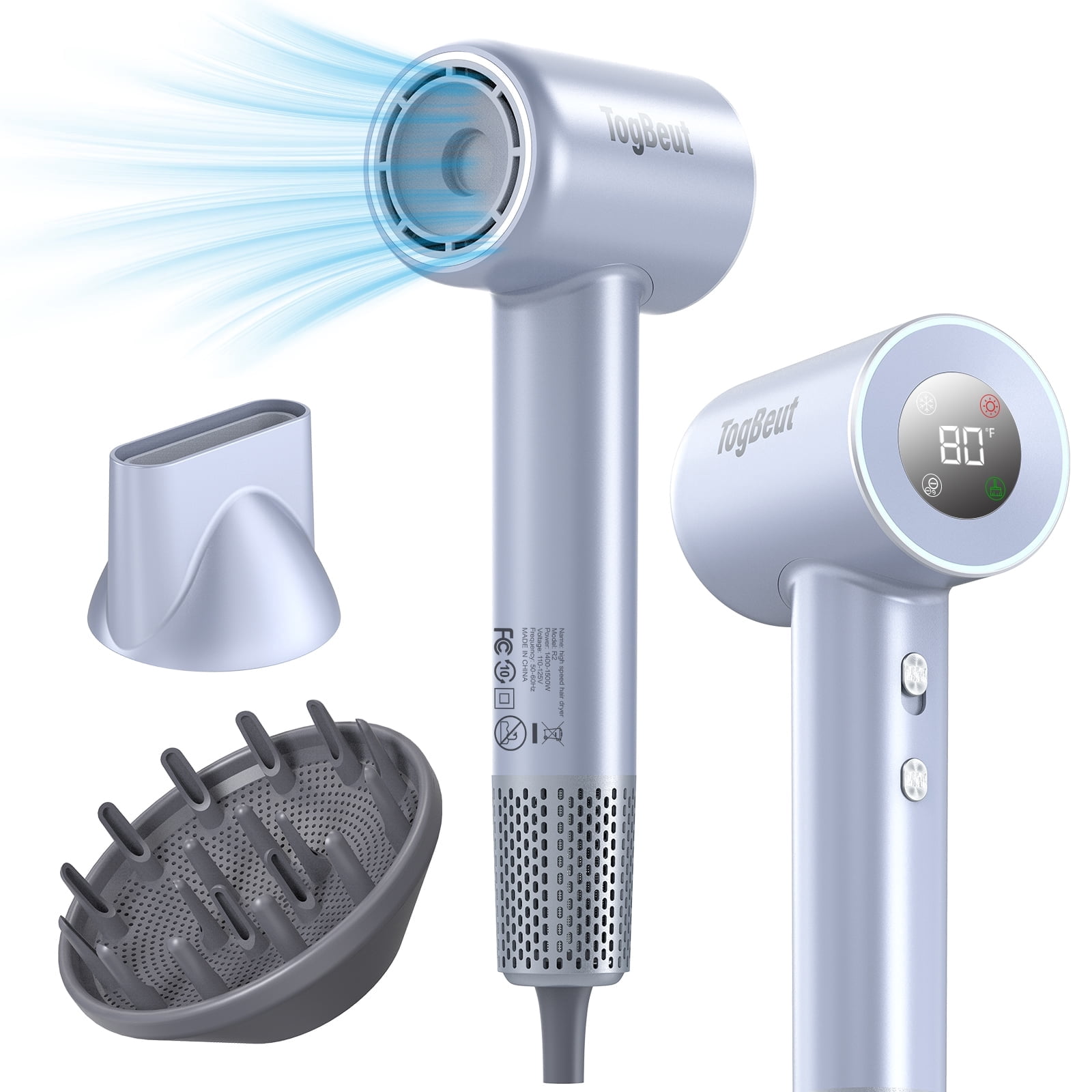 Swift Special Hair Dryer 160000 RPM Professional High Speed Ionic Blow Dryer 500 Million Negative Ions & Heat-Control & Low Noise Hairdryer for Faster Drying All Hair Types with Magnetic Nozzles