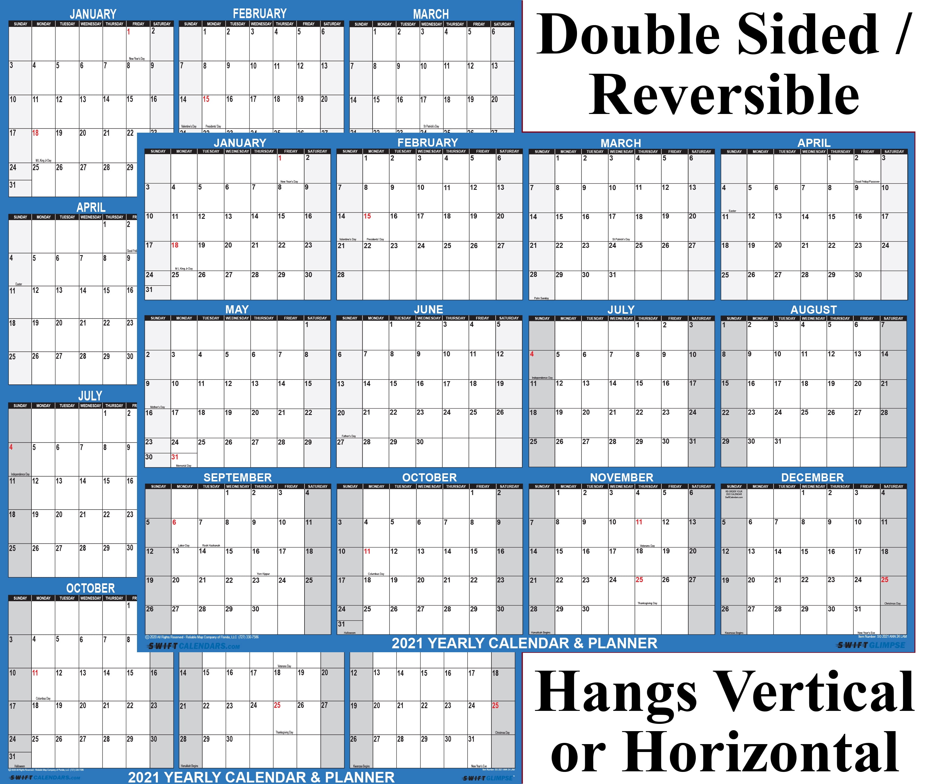 SwiftGlimpse 18" x 24" Yearly 2023 Wall Calendar, Erasable, Reversible