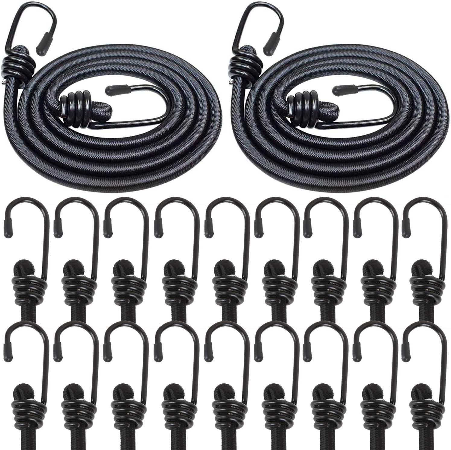 SwiftGlow 20 PCS Bungee Cords with Hooks 36 Inch Adjustable Bungy Cords