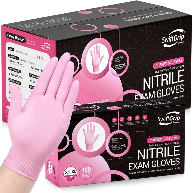 SwiftGrip Nitrile Gloves, Medical Exam Gloves Disposable Latex Free, Gloves for Cleaning & Esthetician, Powder-Free, 1000-ct Case, Large
