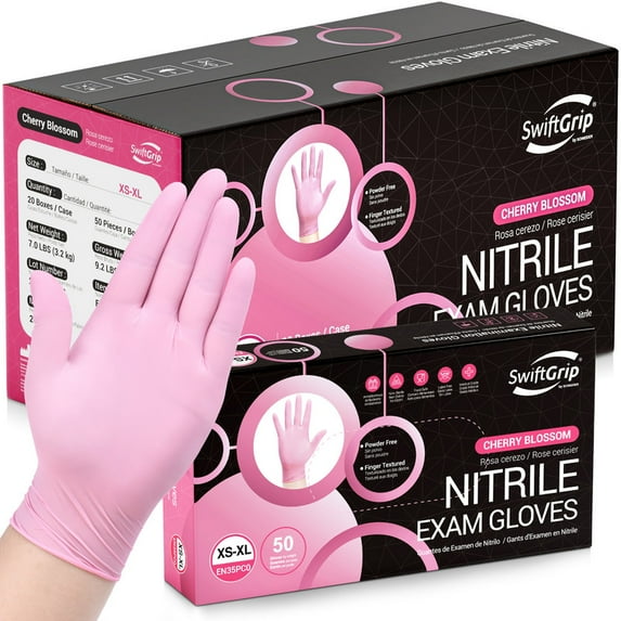 SwiftGrip Pink Disposable Gloves, 3-mil, X-Small, Disposable, Latex-Free, Food-Safe, Powder-Free, 1000-ct Case