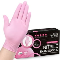SwiftGrip Nitrile Gloves, Medical Exam Pink Gloves Disposable Latex Free Powder Free for Cleaning, Food Prep, Esthetician, 100-ct Box, Small