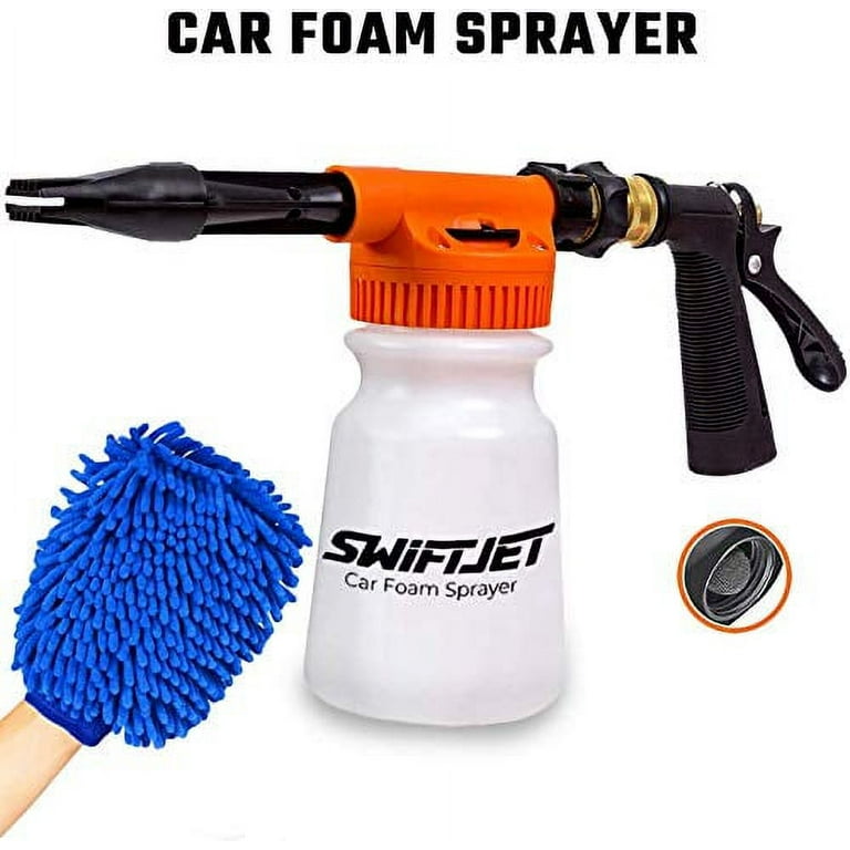SwiftJet Car Wash Foam Cannon Spray Gun + Microfiber Wash Mitt