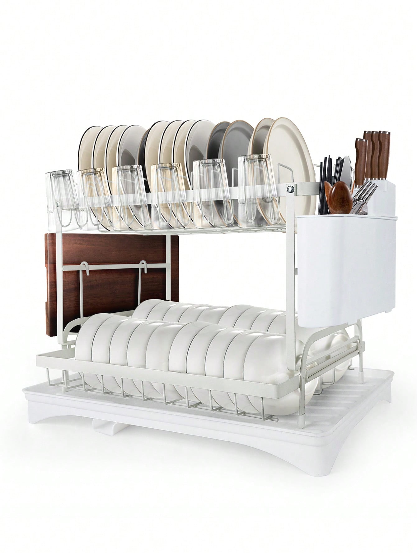 SwiftPulse-2 Tier Dish Drying Rack, Foldable Dish Drainer Metal Utensil ...