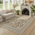thumbnail image 1 of 5x7 Washable Rug Vintage Floral Area Rug Non Slip Low Pile Large Rugs for Living Room, Bedroom, Farmhouse, Dining Room, Kids Playroom, Black, 1 of 15