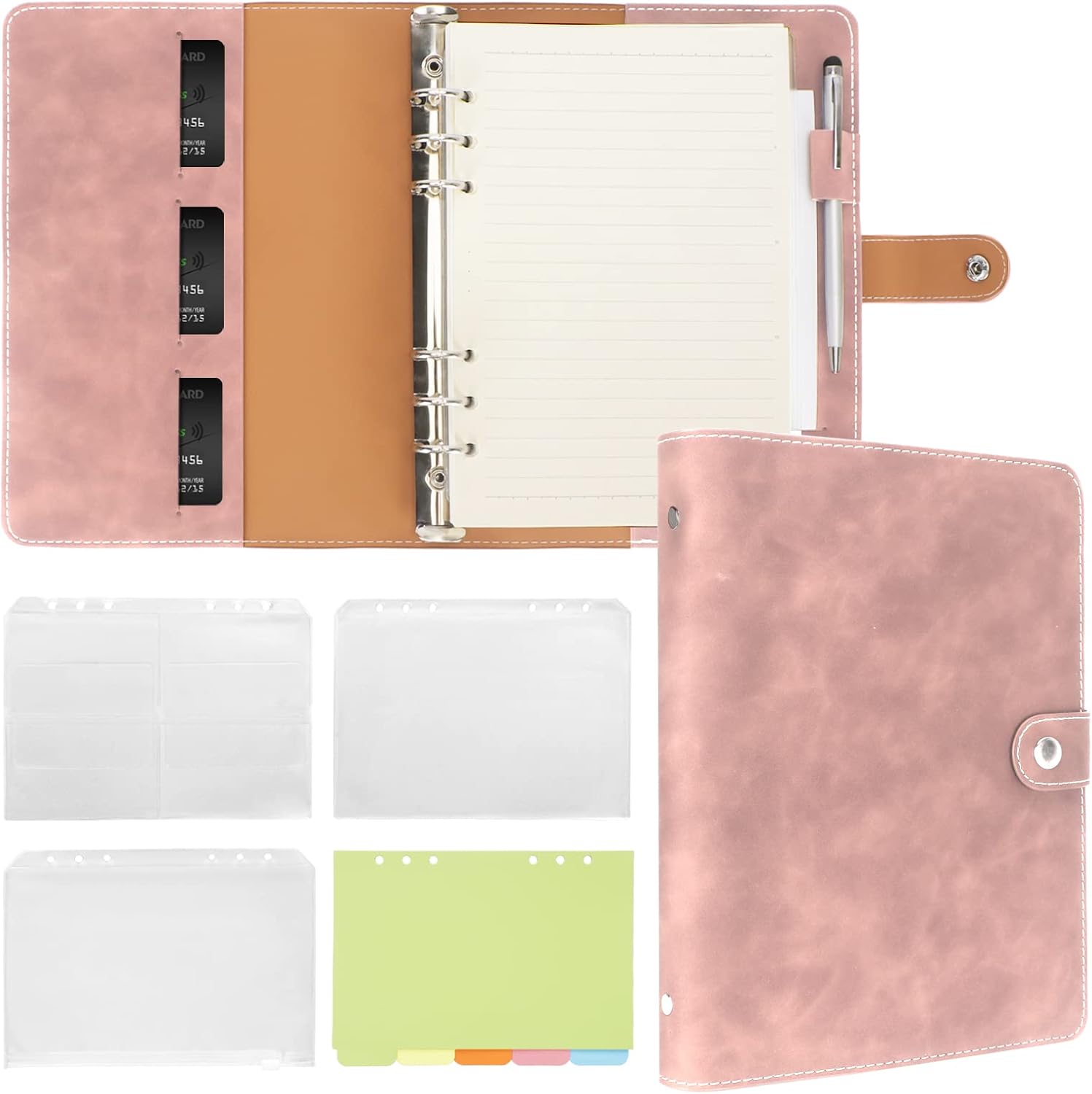 Swift Divider SwiftPulse-A5 Binder Refillable Planner Notebook 6 Ring PU Leather ...