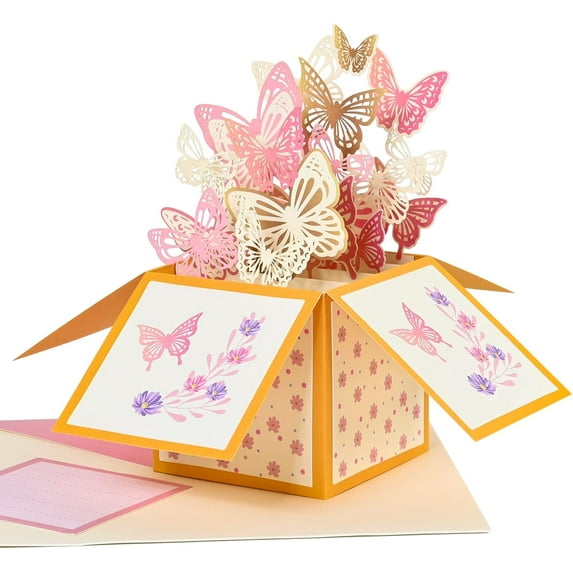 SwiftPulse Butterfly Pop Up Card for Wife, Husband, Girlfriend, Mom, Dad,Father - 7" x 7" 3D Butterfly Greeting Card for Birthday,Mothers Day,Thankful for You,Any Occasion-with NoteCard and Envelope