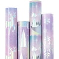 thumbnail image 1 of UniMall Pastel Christmas Wrapping Paper Set, Jumbo Roll, Dreamy Reindeer, Snowflake, Winter Tree and Fantasy Town Designs, Colorful Foil Gift Wrap for Girls, 4 Rolls, 30 inches x 10 feet per Roll, 1 of 15