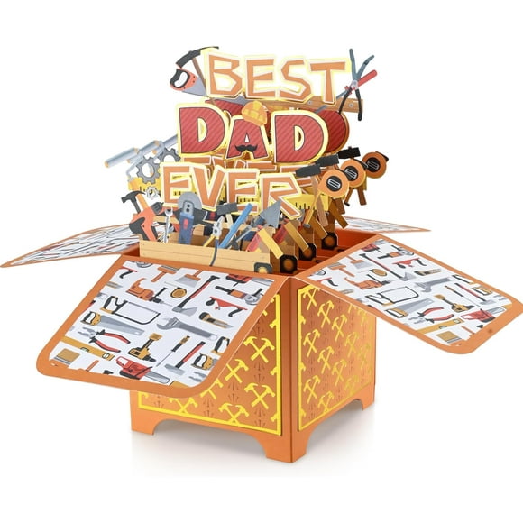 SwiftPulse Pop Up Father's Day Card for Dad, 3D Best Dad Pop up Birthday Gift Card for Husband, Son, Grandpa, Stepfathers, Brother, Friendship, Son in Law, with Envelope and Notecard