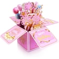 thumbnail image 1 of SwiftPulse Surprise Pop Up Happy Birthday Cards, Lovely 3D Birthday Card for Adults and Kids with Envelopes, Unique Design Handmade Foldable Greeting Cards for Daughter, Son, Mom, Dad, Friend（Pink）, 1 of 8