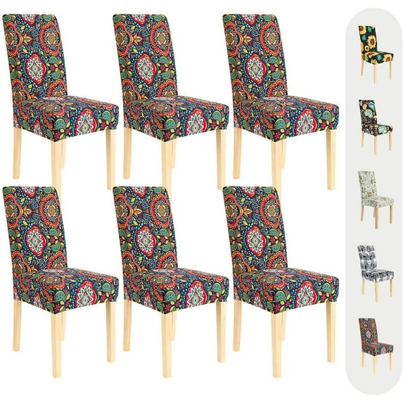 SwiftVerve Chair Covers for Dining Room 6 Pack, Stretch Dining Chair Cover, Washable Spandex Kitchen Parsons Chair Slipcovers, Blue Chair Covers for Home or Party