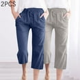 thumbnail image 1 of SwiftWear ​2PC Women's Solid Capris Relaxed Fit Straight-Leg Shorts w/Drawstring Waist & Pockets | Summer Loungewear Essential​ S-3XL, 1 of 5