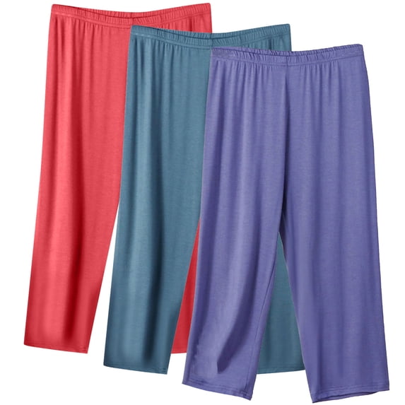 SwiftWear 3-Pack Loose-Fit Women's Capris Versatile Plus Size Athleisure & Loungewear Essential S-5XL