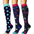 thumbnail image 1 of SwiftWear 3 Pairs Colorful Unisex Compression Socks for Women Men Support Knee High Socks for Athletic Running CyclingTravel Nurse, 1 of 2