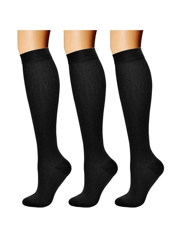 SwiftWear 3 Pairs Womens Compression Socks for Women & Men Circulation Knee High Stocking Support for Athletic Sports Running Travel Nurses Cycling