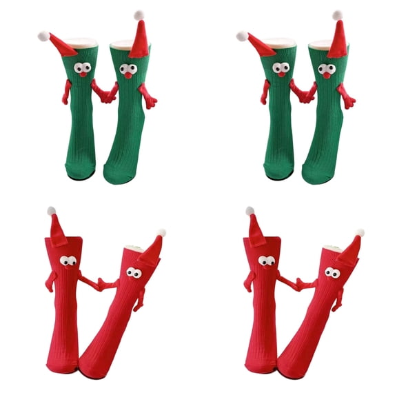 SwiftWear 4 Pairs Christmas Funny Magnetic Hand Holding Socks Novelty Socks for Couples Friends Family New Year Xmas Gifts