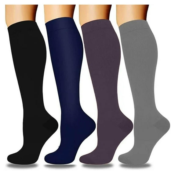 SwiftWear 4 Pairs Knee High Circulation Compression Socks for Women & Men, Support for Nurses,Running,Athletic,Cycling,Travel