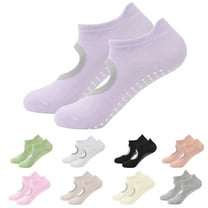 SwiftWear 5 Pairs Pilates Socks with Grips for Women,Crew Open Top Non Slip Yoga Socks for Workout Barre Athletic, Beige