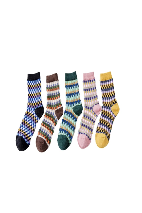 5 Pairs Soft Cozy Comfortable Socks Casual Vintage Boho Style Sleep Comfy Socks,Idea Warm Winter Gifts for Women Teen