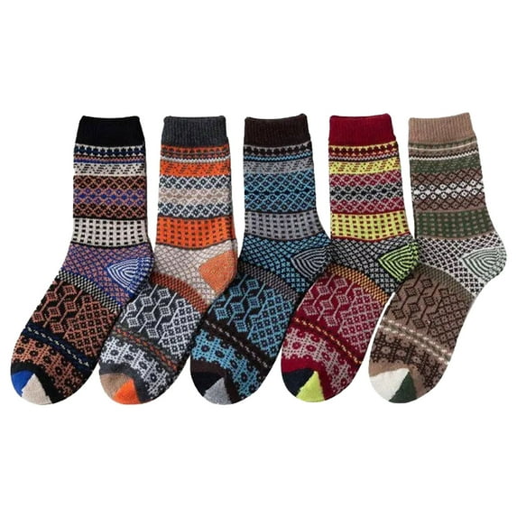 SwiftWear 5 Pairs Soft Cozy Comfortable Socks Casual Vintage Boho Style Sleep Comfy Socks,Idea Warm Winter Gifts for Women Teen