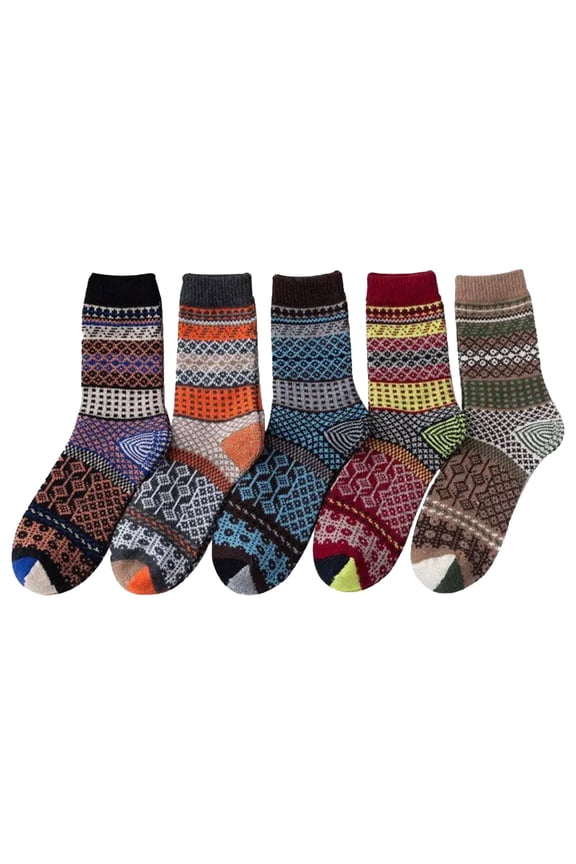 5 Pairs Soft Cozy Comfortable Socks Casual Vintage Boho Style Sleep Comfy Socks,Idea Warm Winter Gifts for Women Teen