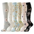 thumbnail image 1 of SwiftWear 6 Pairs Floral Compression Socks for Women Circulation Support Knee High Socks for Nurses, Travel, Athletic, Hiking,Running, 1 of 2