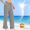 thumbnail image 1 of SwiftWear Beach Ready UPF 50+ Women's Drawstring Wide Leg Sun Protection Pants High Waist Trousers with Side Pockets & Slits, Casual Summer Pants, 1 of 8