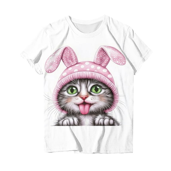 SwiftWear Bunny Shirt for Women Cute Rabbit Graphic T Shirt Funny Short Sleeve Plus Size Tee Tops
