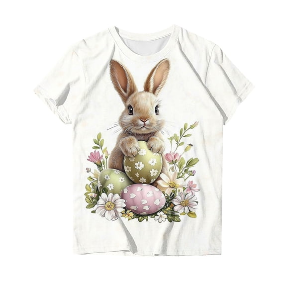SwiftWear Bunny Shirt for Women Cute Rabbit Graphic T Shirt Funny Short Sleeve Plus Size Tee Tops
