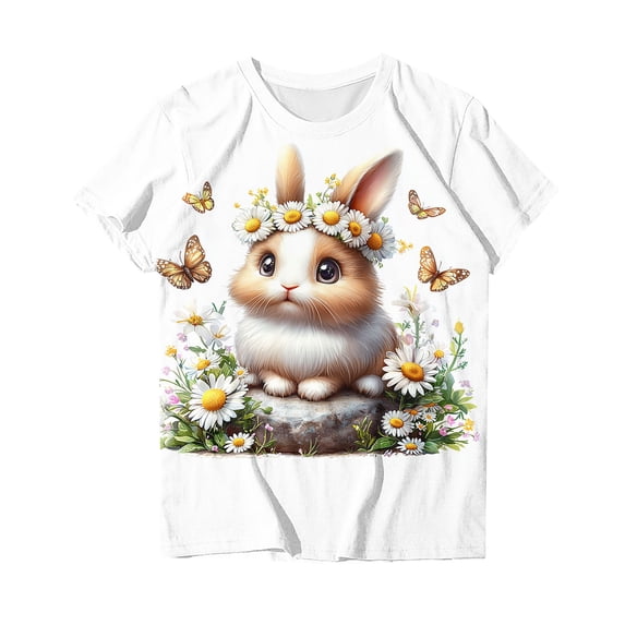 SwiftWear Bunny Shirt for Women Cute Rabbit Graphic T Shirt Funny Short Sleeve Plus Size Tee Tops