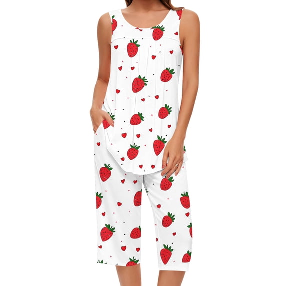 SwiftWear Capri Pajamas for Women Sets 2 Piece Sleeveless Lounge Set Tank Tops & Capri Pants Mom or Granny Pjs