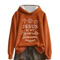 thumbnail image 1 of SwiftWear Christian Women's Hoodie with Jesus Seasonal Design, Autumn Theme Graphic Pullover, Comfortable Long Sleeve Hooded Sweatshirt for Fall Thanksgiving Casual Wear Orange, 1 of 3