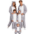 thumbnail image 1 of SwiftWear Christmas Matching Family Pajamas Set Festive Onesie with Animal Ears Hood, Xmas Theme Fleece Loungewear Pjs for Home Celebration (Gray), 1 of 6
