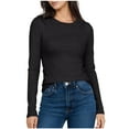thumbnail image 1 of SwiftWear Classic Crew-Neck Long Sleeve Shirts for Women - Fall Spring Casual Base Layer Going Out Tees Basic Tops, Black, 1 of 5