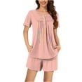 thumbnail image 1 of SwiftWear Cozy & Chic Summer Pajama Sets Lightweight Button Top & Matching Shorts 2 Piece Loungewear for Lazy Days at Home S-3XL, 1 of 6