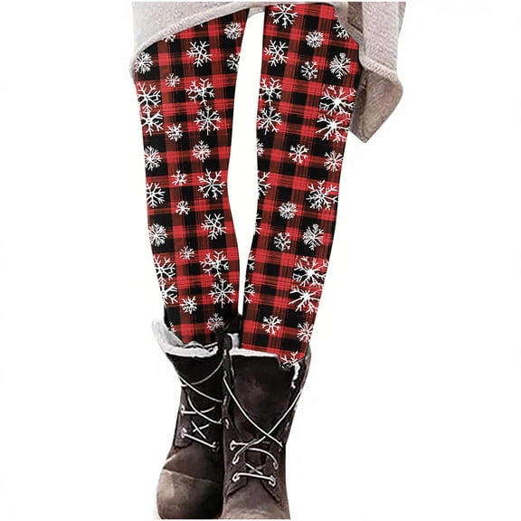 SwiftWear Cozy Christmas Patterned Leggings for Women, High Waisted Fitted Yoga Pants Cute Holiday Party Lounge Athletic Running Tights